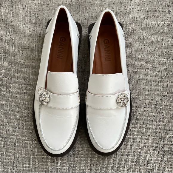 NEW Ganni White Embellished Loafer - Picture 2 of 11